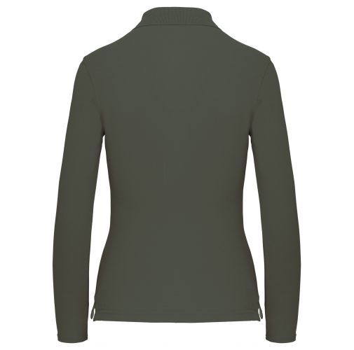 dark khaki Polo manga larga mujer