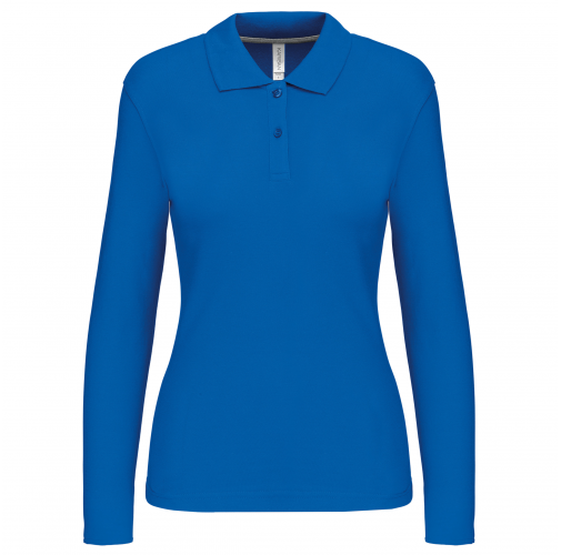 light royal blue Polo manga larga mujer