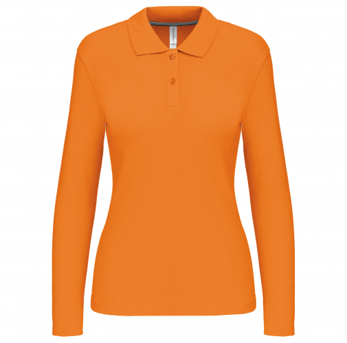 orange Polo manga larga mujer