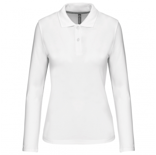 white Polo manga larga mujer