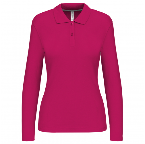 fuchsia Polo manga larga mujer