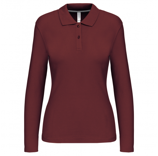 wine Polo manga larga mujer