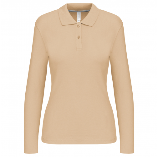 light sand Polo manga larga mujer