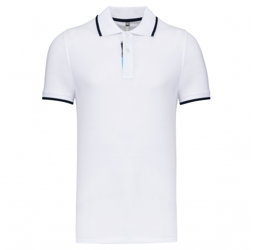 white / navy / white Polo manga corta hombre
