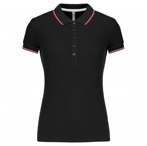 black / red / white Polo de manga corta mujer
