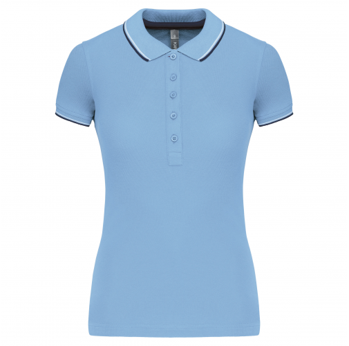 sky blue / navy / white Polo de manga corta mujer
