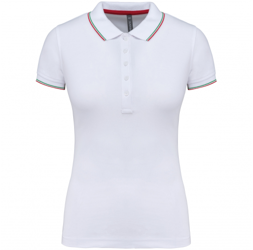 white / red / green Polo de manga corta mujer