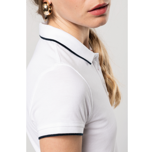 Polo piqué maga corta mujer