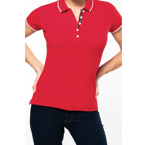 Polo piqué maga corta mujer