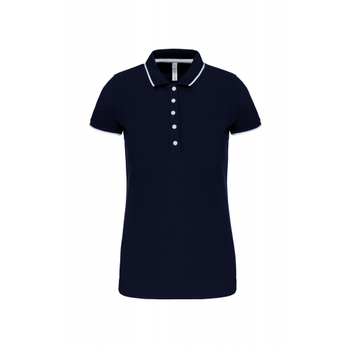 navy / white / red Polo piqué maga corta mujer