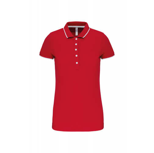 red / white / navy Polo piqué maga corta mujer