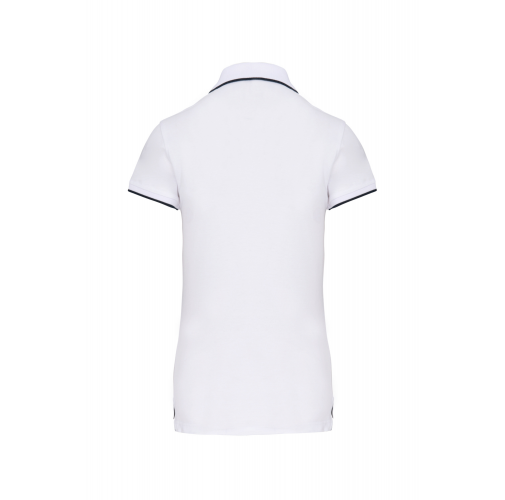 white / navy / white Polo piqué maga corta mujer