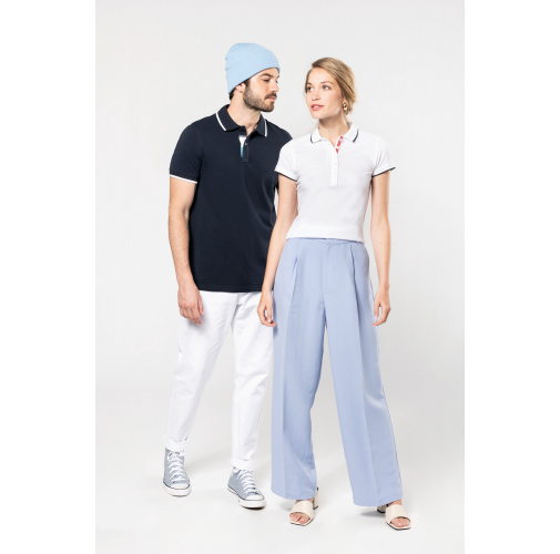 Polo piqué maga corta mujer