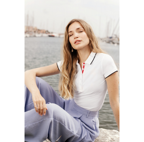 Polo piqué maga corta mujer