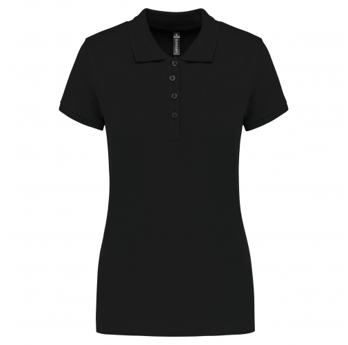 black Polo piqué de manga corta de mujer