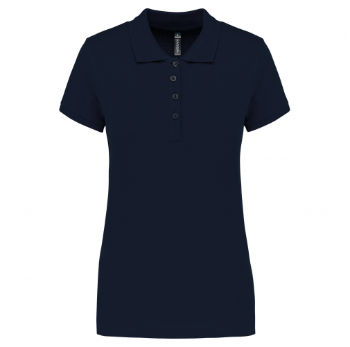 navy Polo piqué de manga corta de mujer