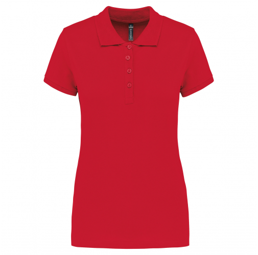 red Polo piqué de manga corta de mujer