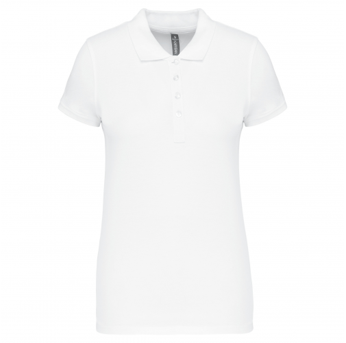 white Polo piqué de manga corta de mujer