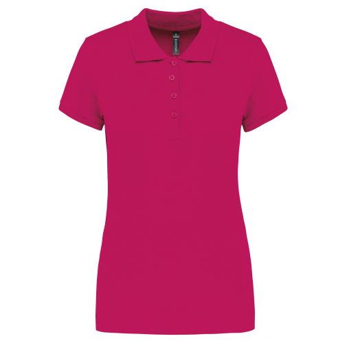 fuchsia Polo piqué de manga corta de mujer