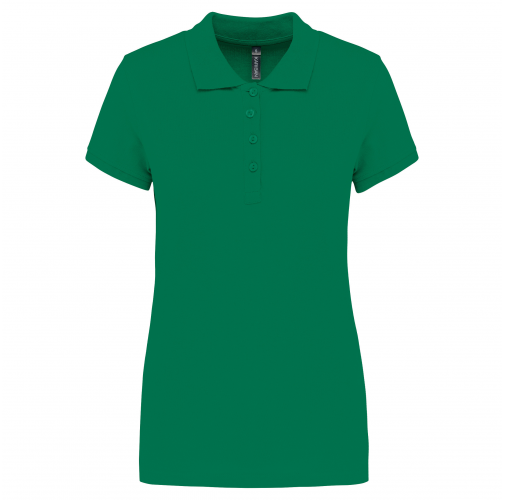 kelly green Polo piqué de manga corta de mujer