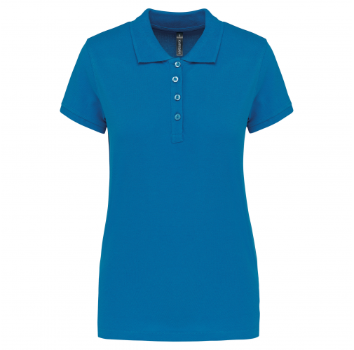 tropical blue Polo piqué de manga corta de mujer