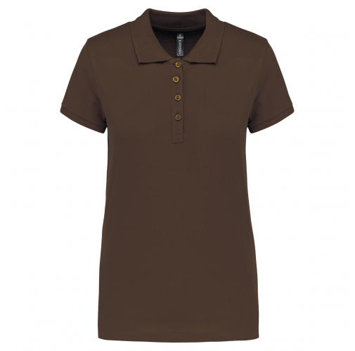 chocolate Polo piqué de manga corta de mujer