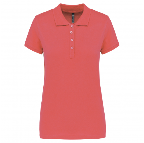 true coral Polo piqué de manga corta de mujer