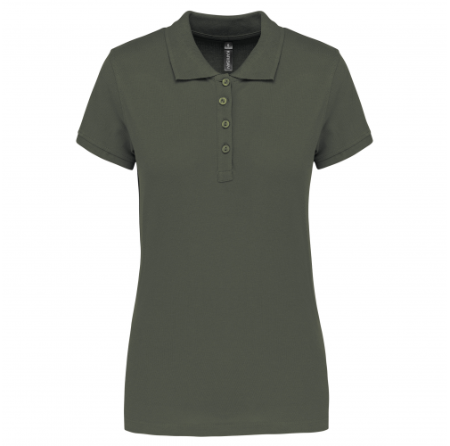 dark khaki Polo piqué de manga corta de mujer