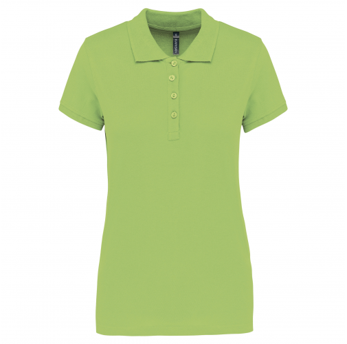 lime Polo piqué de manga corta de mujer