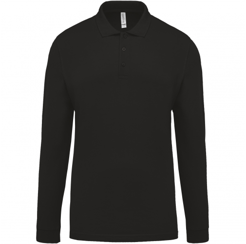 black Polo piqué de manga larga de hombre