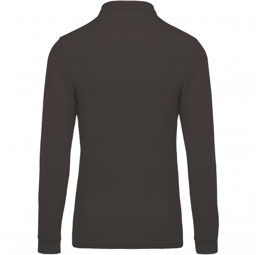 dark grey Polo piqué de manga larga de hombre