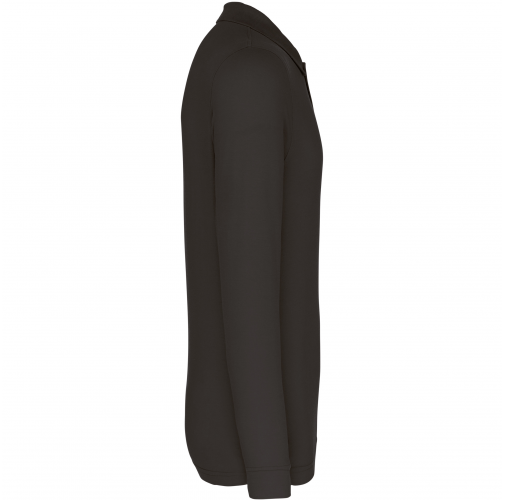 dark grey Polo piqué de manga larga de hombre