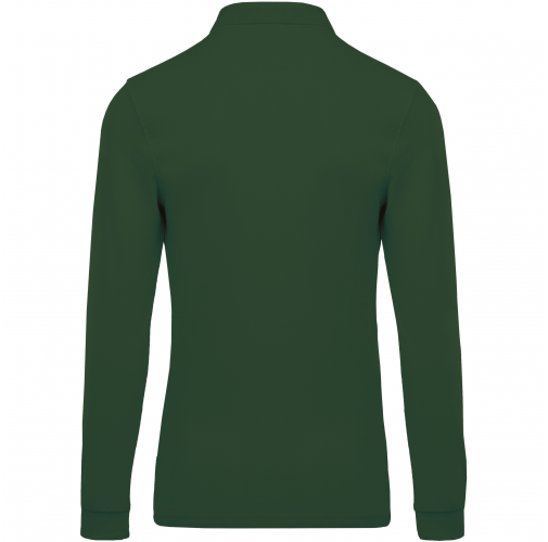forest green Polo piqué de manga larga de hombre