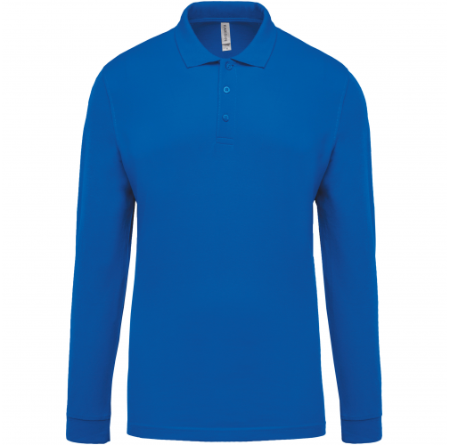 light royal blue Polo piqué de manga larga de hombre
