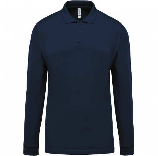 navy Polo piqué de manga larga de hombre