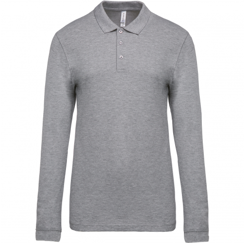 oxford grey Polo piqué de manga larga de hombre