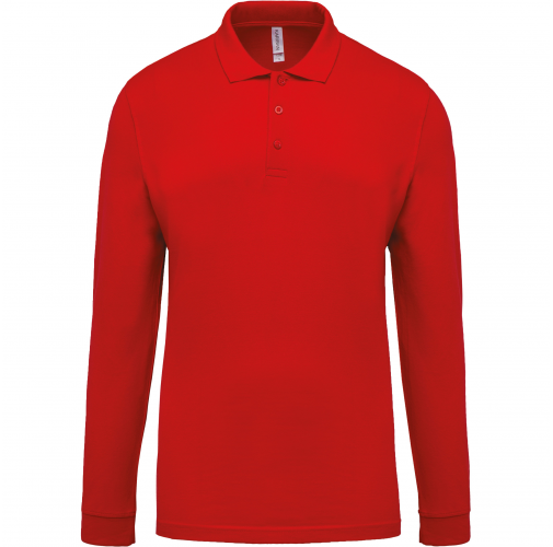 red Polo piqué de manga larga de hombre