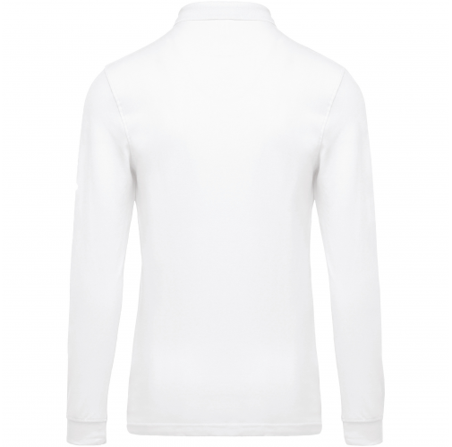 white Polo piqué de manga larga de hombre