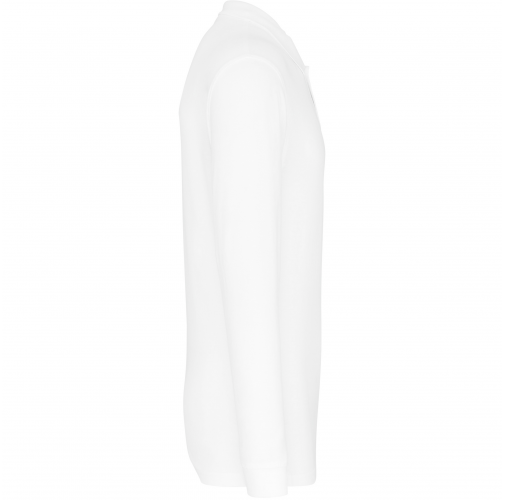 white Polo piqué de manga larga de hombre