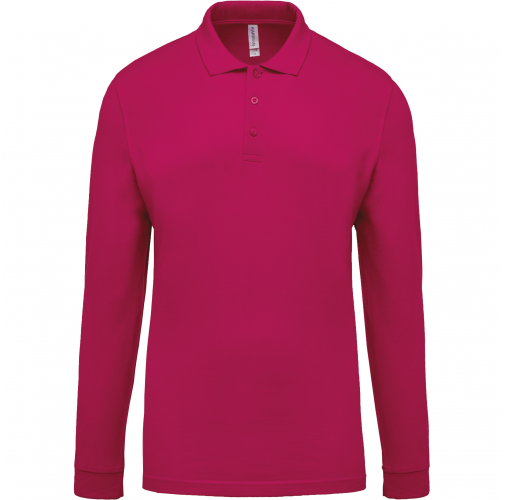 fuchsia Polo piqué de manga larga de hombre