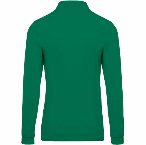 kelly green Polo piqué de manga larga de hombre