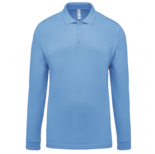 sky blue Polo piqué de manga larga de hombre