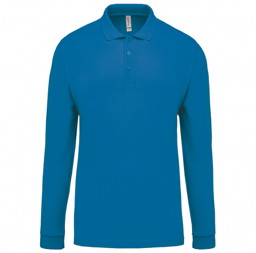 tropical blue Polo piqué de manga larga de hombre