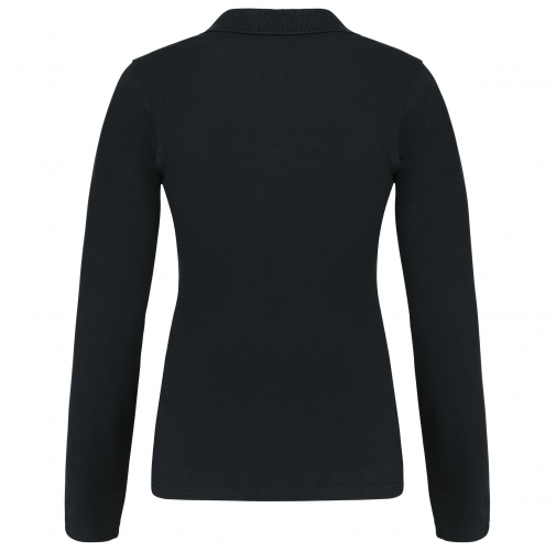 black Polo piqué de manga larga de mujer