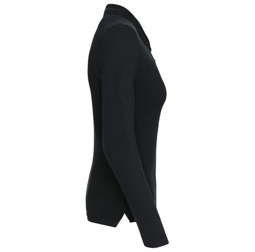 black Polo piqué de manga larga de mujer