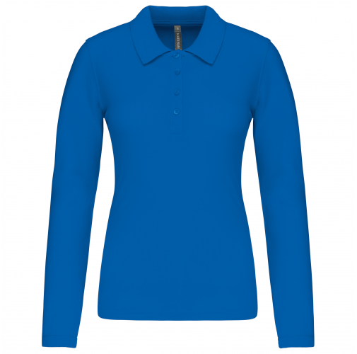 light royal blue Polo piqué de manga larga de mujer