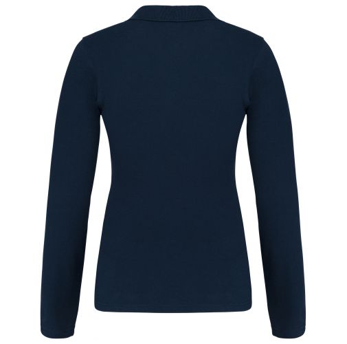 navy Polo piqué de manga larga de mujer