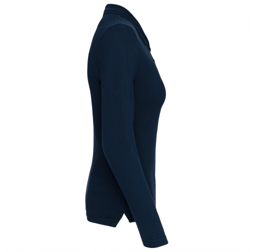 navy Polo piqué de manga larga de mujer
