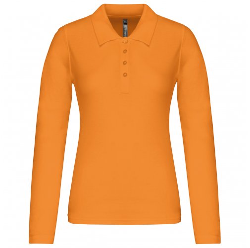 orange Polo piqué de manga larga de mujer