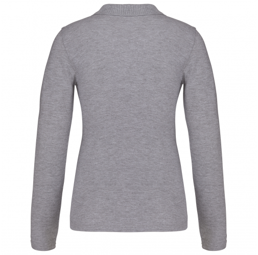 oxford grey Polo piqué de manga larga de mujer